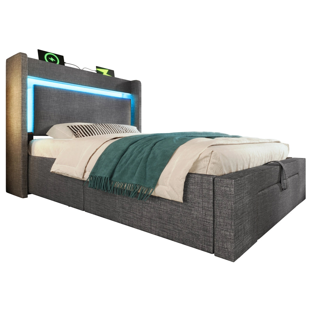 letto imbottito lino grigio 90x200 cm
