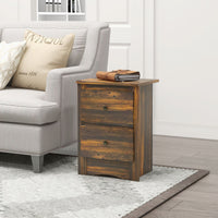 Comodino 2 Cassetti Stile Rustico 40x30x56 cm Marrone
