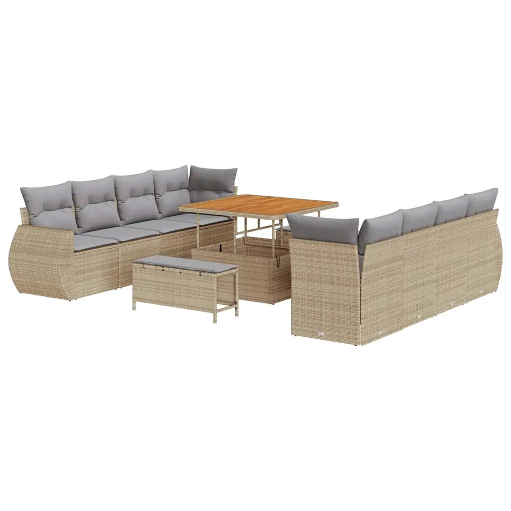 Set Divano da Giardino 11 pcs Beige Poly Rattan 3363807