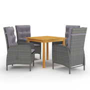 Set Mobili da Pranzo per Giardino 5 pz Grigio cod mxl 43789