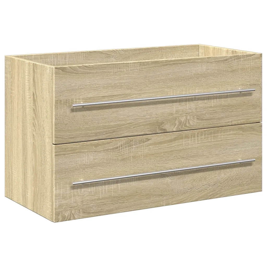 Set Mobili da Bagno | Armadio da bagno 2 pz Rovere Sonoma in Legno Multistrato