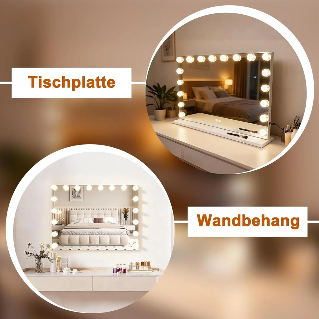ZMH Specchio per il trucco illuminato 60x80 cm con 3 modalità di luce musica e intensità regolabile 18 LED