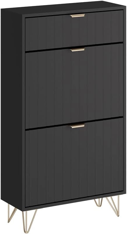 Armadio per le scarpe Helge, Nero, 60 x 107.5 cm 2 scomparti, adatto per riporre scarpe e accessori