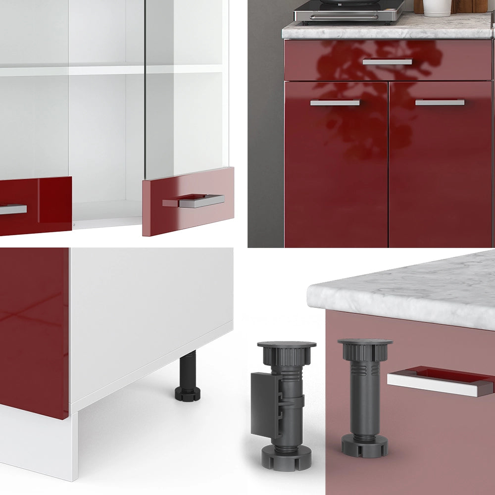 Vicco Cucina monoblocco Rosso lucido/bianco 140 cm senza piano di lavoro