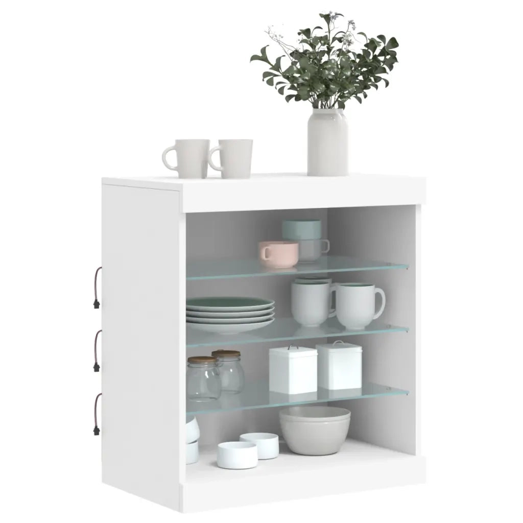 Credenza con Luci LED Bianca 60,5x37x67 cm 836693