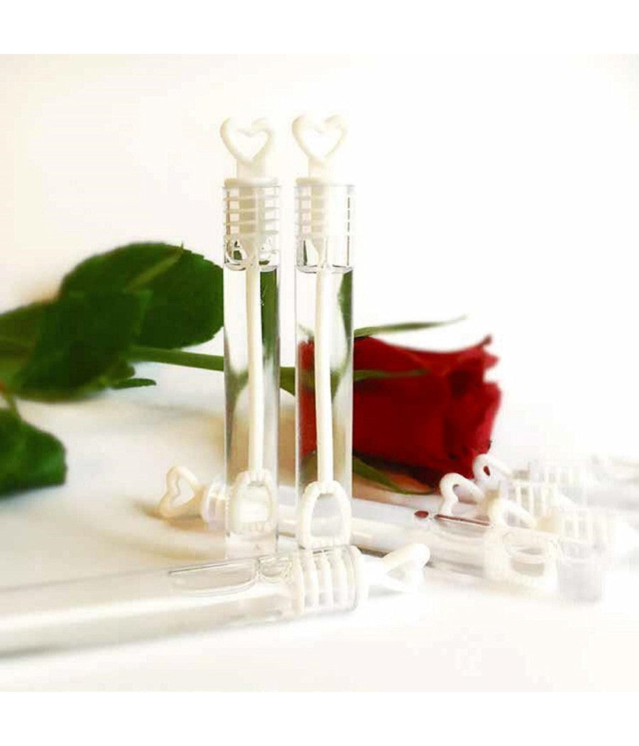 48 Bottiglie Bolle Di Sapone Wedding Matrimonio Sposi Con Manico A Cuore         