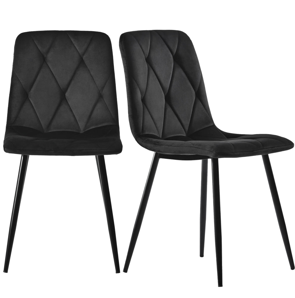 Set di 4 sedie da pranzo imbottite in velluto nero