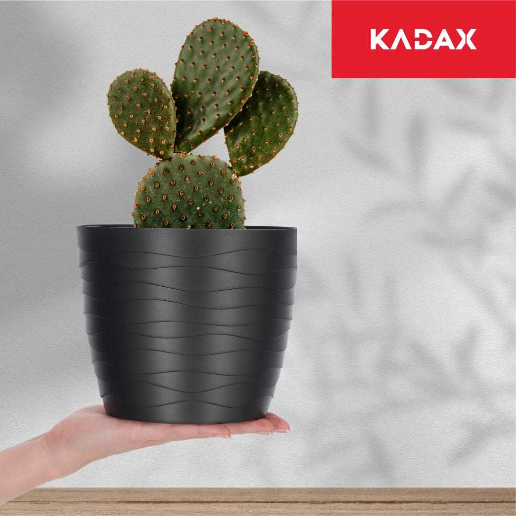 Vaso da fiori KADAX in plastica, rotondo, nero, 17 cm, per fiori e piante.