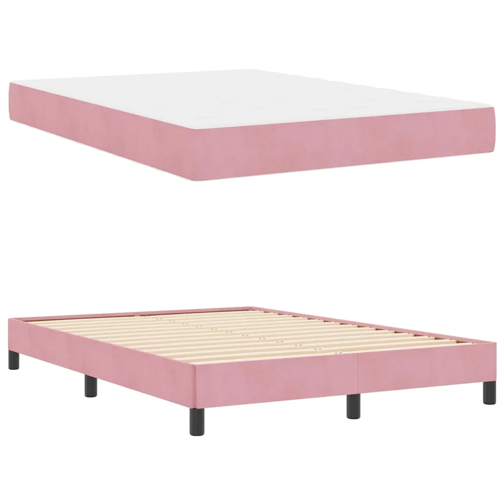 vidaXL Letto box spring con materasso Rosa 140 x 200 cm Velluto