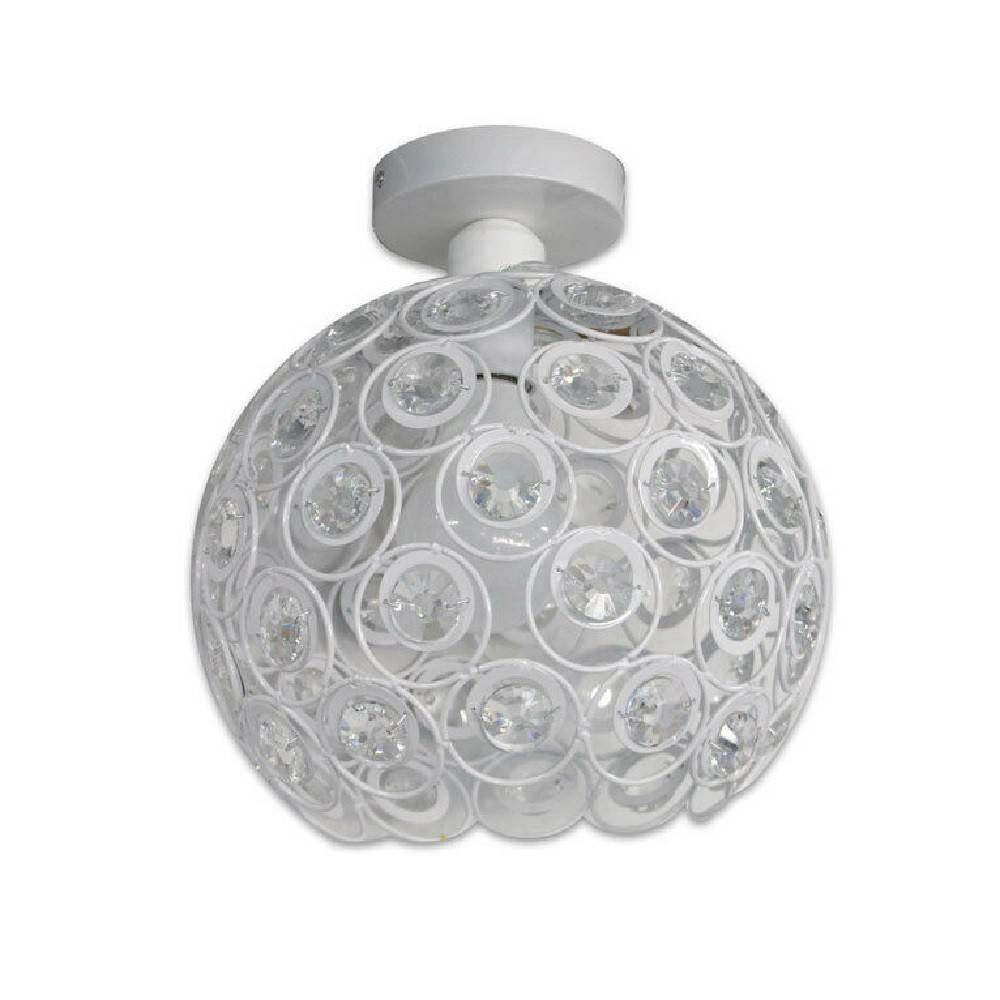 Trade Shop - Lampadario Da Soffitto A Sospensione Plafoniera Sfere Cristallo Lampada E27 C23 - Bianco