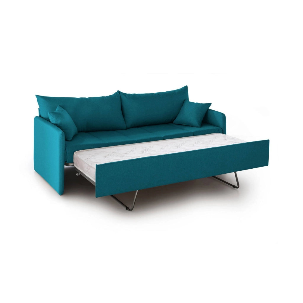 Avellana, Divano Letto 3 Posti Sfoderabile Made in Italy, 205x86 cm Azzurro