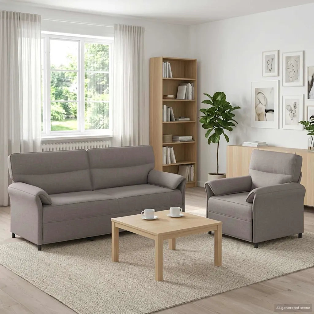 Set di divani 2 pz Tortora Tessuto 3424877