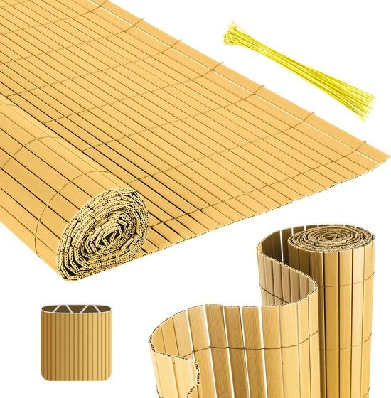 Schermo per giardino in PVC - separazione balcone e giardino - schermo per terrazza - colore bambù - 1,6x3m