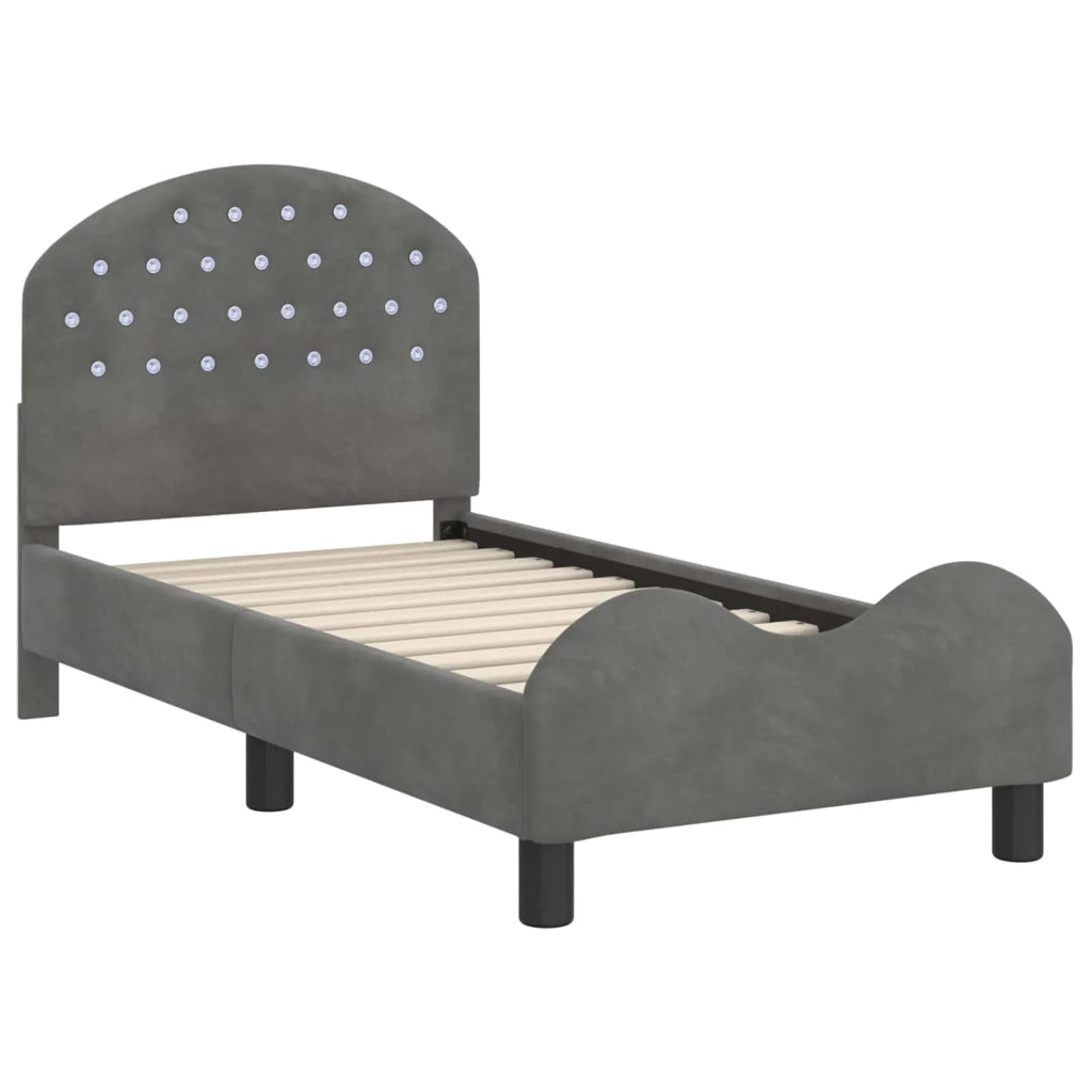 Struttura letto per bambini con testata-Giroletto per bambini Grigio Scuro Velluto 306785