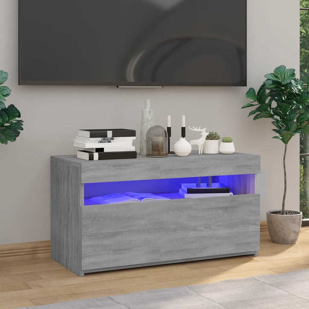 Mobile TV | Armadietto TV | Mobile Porta TV con Luci LED Grigio Sonoma 75x35x40 cm