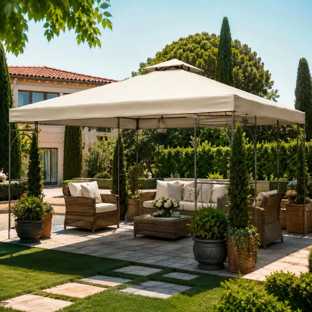 Copertura Di Ricambio Per Gazebo 3x3 Metri In Poliestere Con Air Vent Traspirante Protezione Da Sole E Agenti Atmosferici Per Giardino Patio E Terrazza 300 X 300 Cm Beige