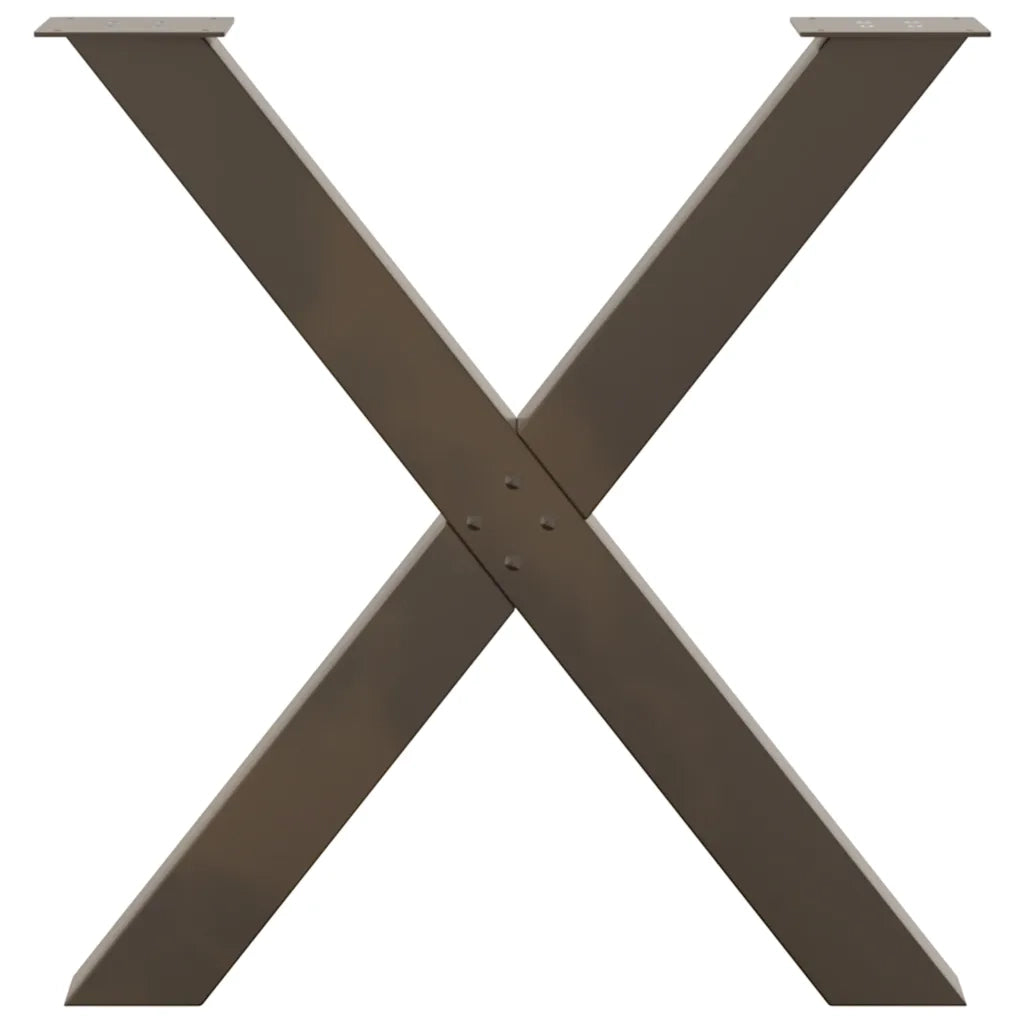 vidaXL Gambe per tavolo da pranzo a forma di X 3 pz in acciaio naturale 70x(72-73) cm