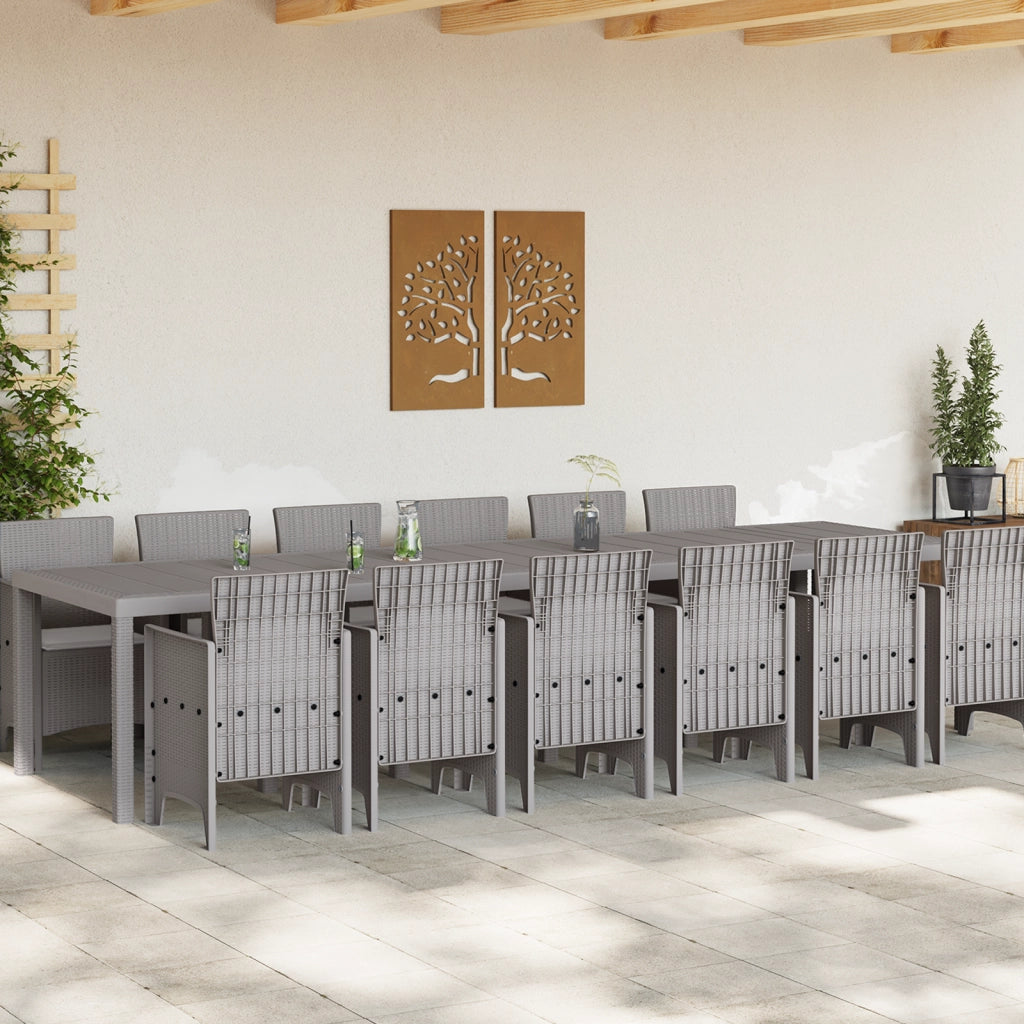 Set da pranzo da giardino  con cuscini grigio chiaro in polyrattan