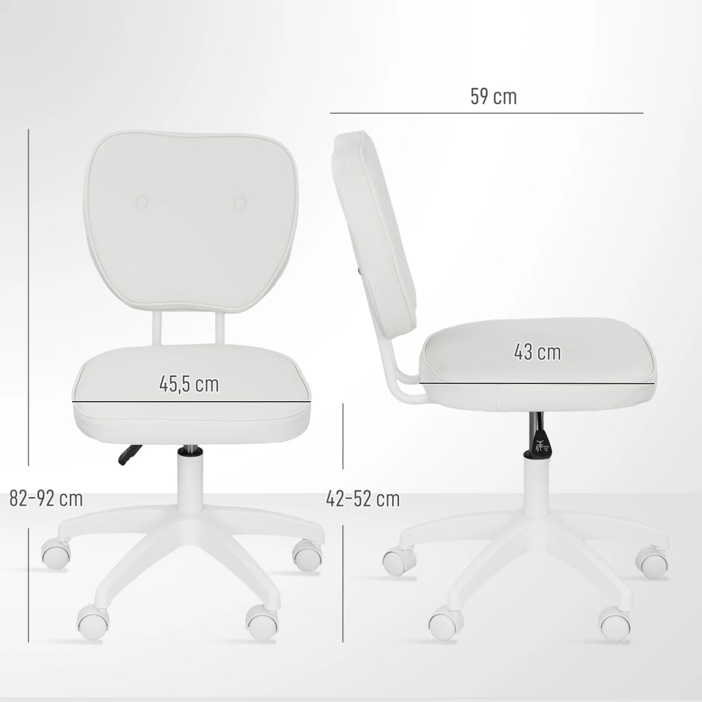 Sedia da Ufficio Giratoria Imbottita in PU ¨C zephmum ¨C Bianco 46x59x82-92 cm