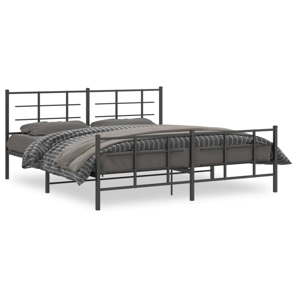 Giroletto senza Materasso con Pediera-Struttura Letto in Metallo Nero 180x200 cm 600102