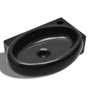 Lavandino in Ceramica Nera Rotondo con Foro Rubinetto/ Trabocco CFW2926664