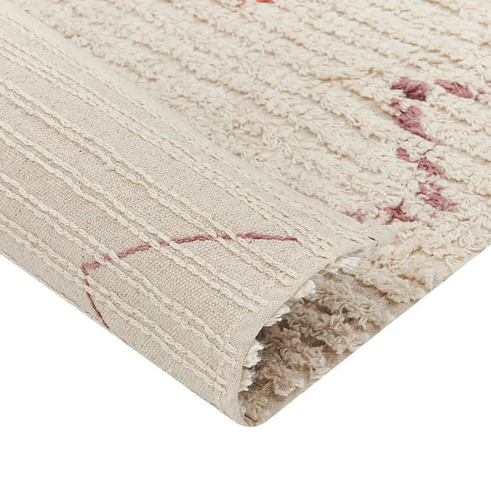 Tappeto in cotone beige 160 x 230 cm rettangolare motivo geometrico soggiorno camera da letto