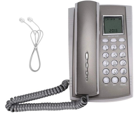 Telefono per ufficio/fissa con schermo LCD - Modello KX-T071CID - Colore grigio - Telefono fissa con funzione handsfree