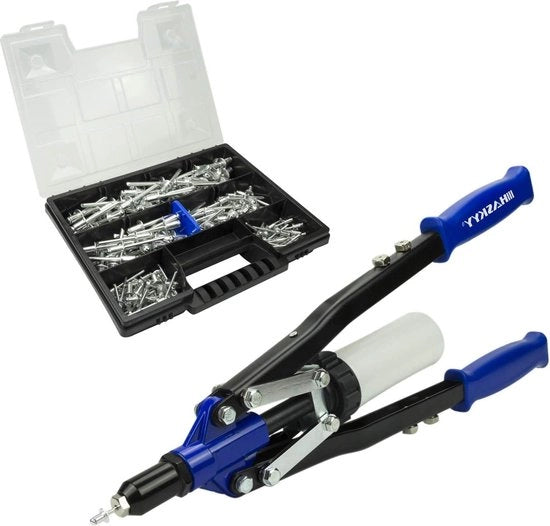 Tanghefboomklinknageltang 32-64 mm inclusi 150 unietetali in alluminio - scatola a cassette