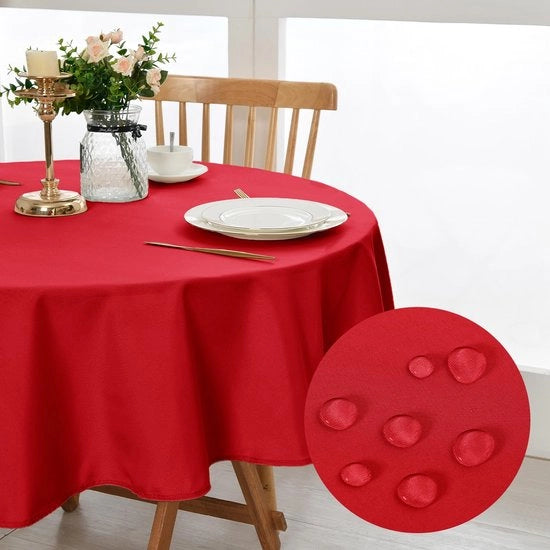 Tavolo Rond con Copertura 150cm, Tovaglia Resistente alle Macchie, Lavabile, Impermeabile per Sala da Pranzo, Giardino, Feste, Matrimoni o uso Casa