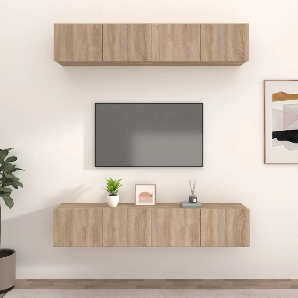 Mobili TV 4 pz | Armadietto TV | Mobile Porta TV Rovere Sonoma 80x30x30 cm in Legno Multistrato