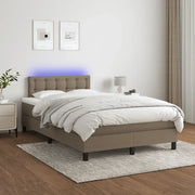 Letto a Molle con Materasso e LED Tortora 120x200cm in Tessuto 3133465