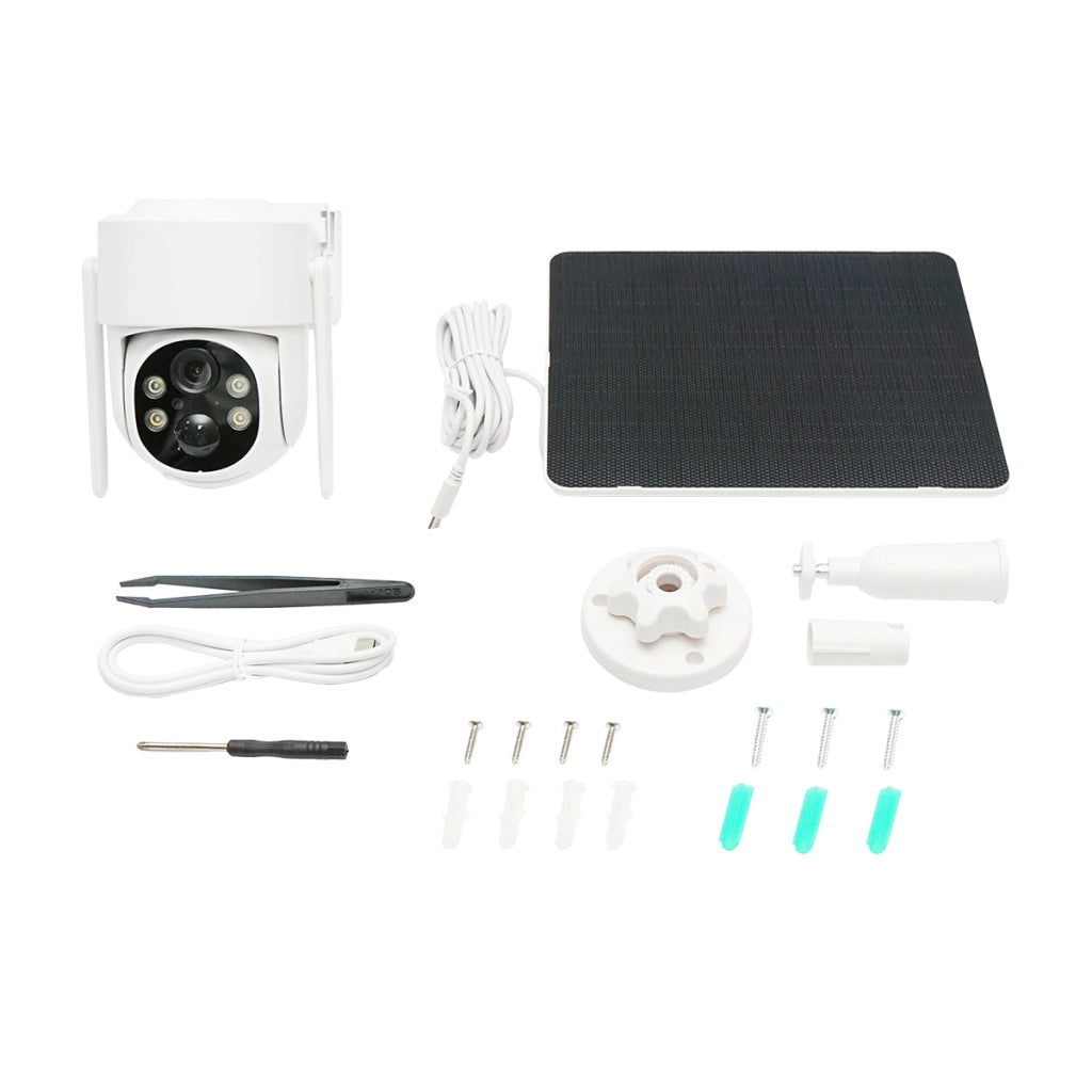 Telecamera di videosorveglianza 4MP, WIFI 4G rotante con pannello solare 5W, PTZ, 1080P, UBOX