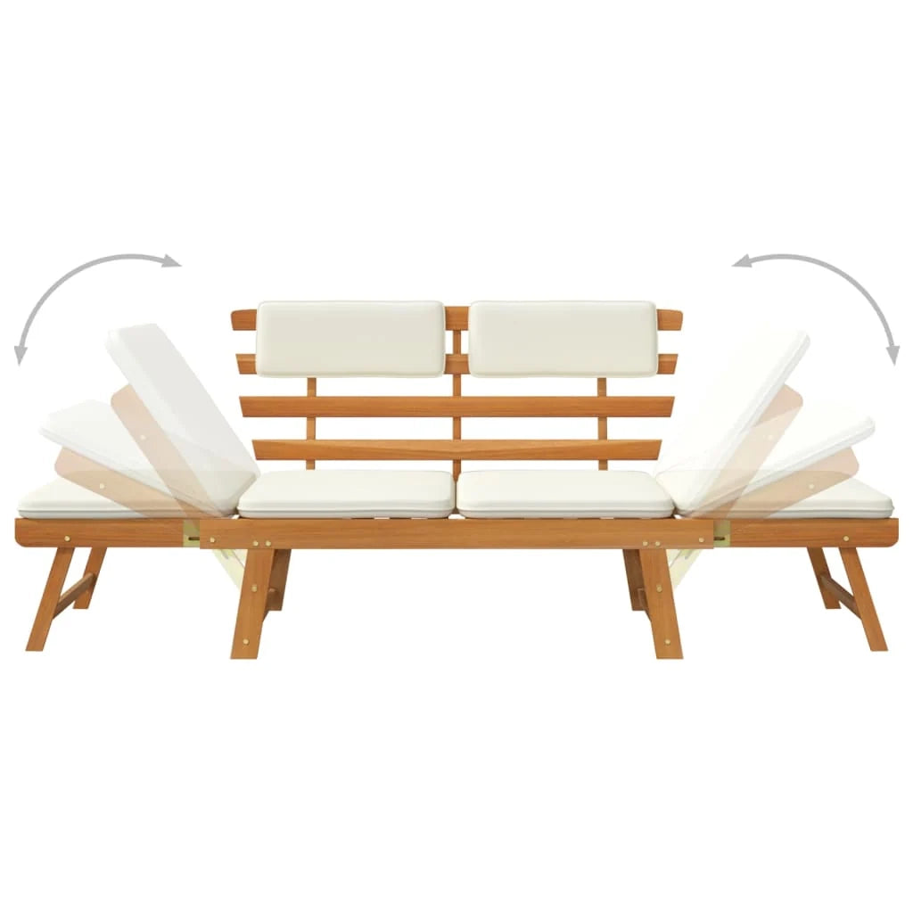 Panca da giardino 2 in 1 mobili da esterno per patio con cuscini 190 cm legno massello di acacia 02_0011599