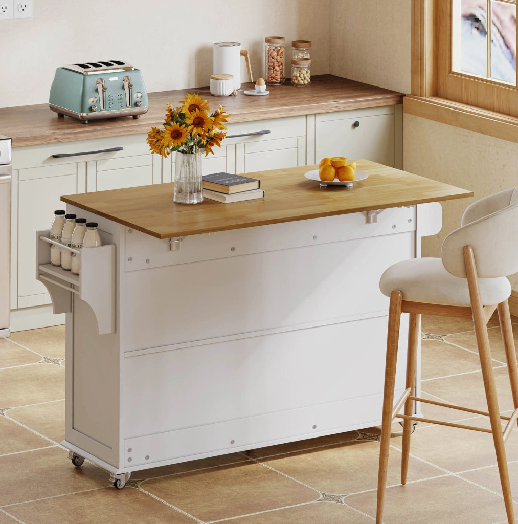 Isola da cucina mobile con piano pieghevole 140x43(70)x90,5 cm