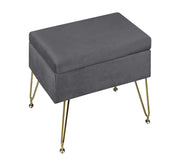Pouf Panca Imbottita Divanetto In Velluto Contenitore PortaOggetti Panca Sgabello A Pie Di Letto Con Gambe In Metallo Dorato Cassapanca Scarpiera Ingresso Legno Massello Panchina  - Stone
