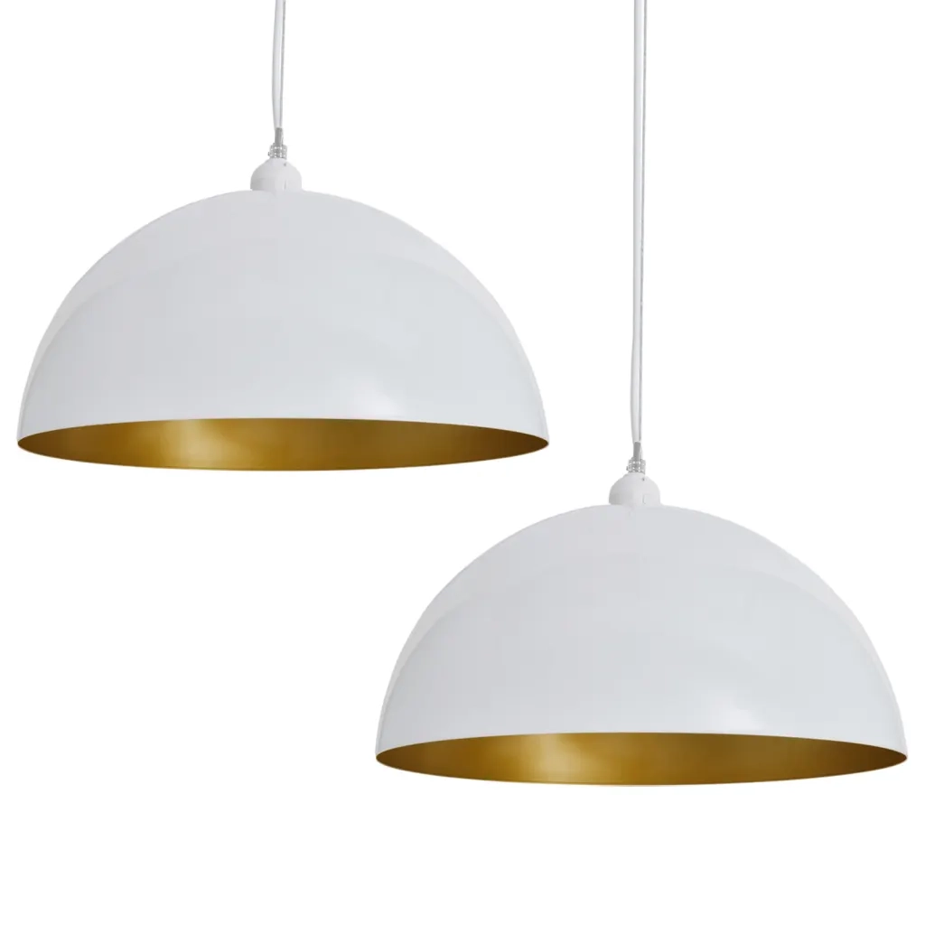 Lampada a Sospensione 2 pz Altezza Regolabile Semisferica Bianca CFW1551951