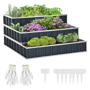 Hochbeet da giardino 3 livelli in acciaio con segnali piante ¨C zephmum ¨C 118x118x62 cm