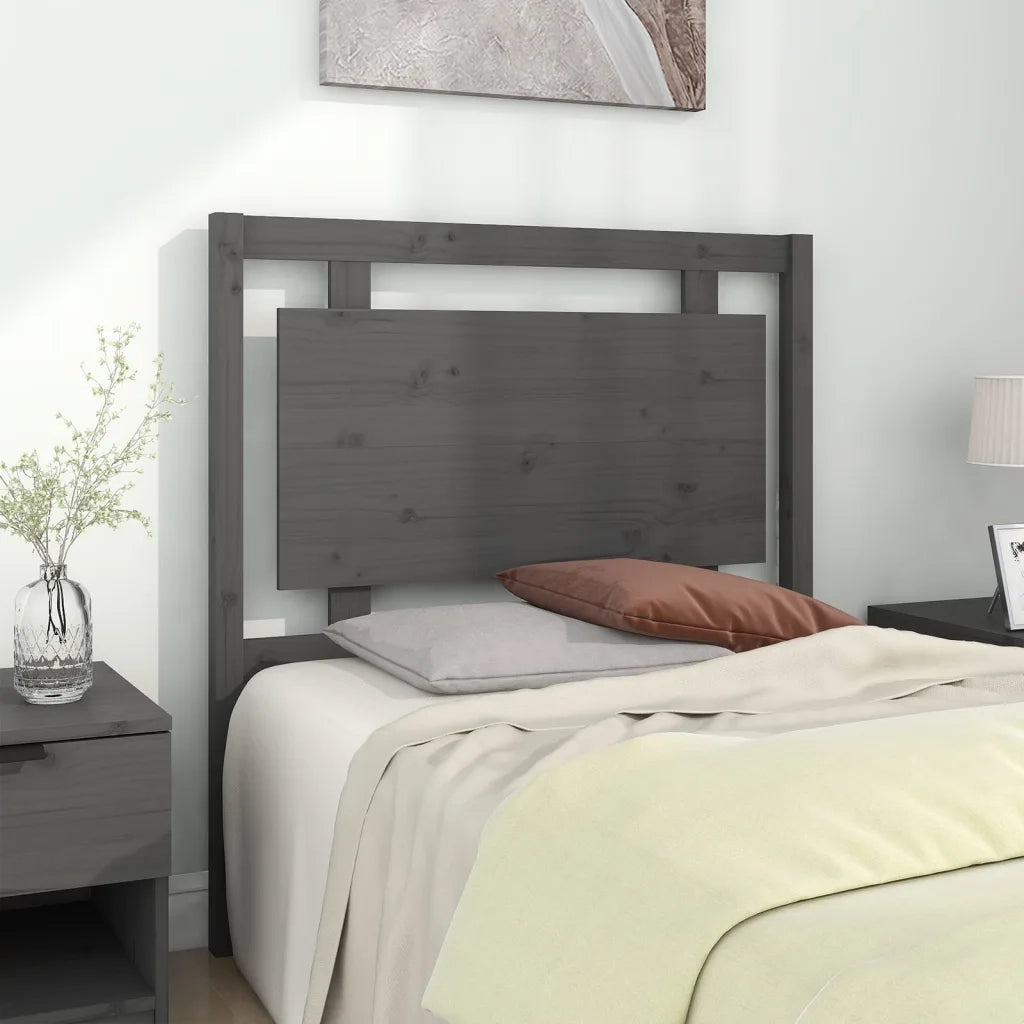 Testiera | Testata per Letto Grigia 95,5x4x100 cm Legno Massello di Pino