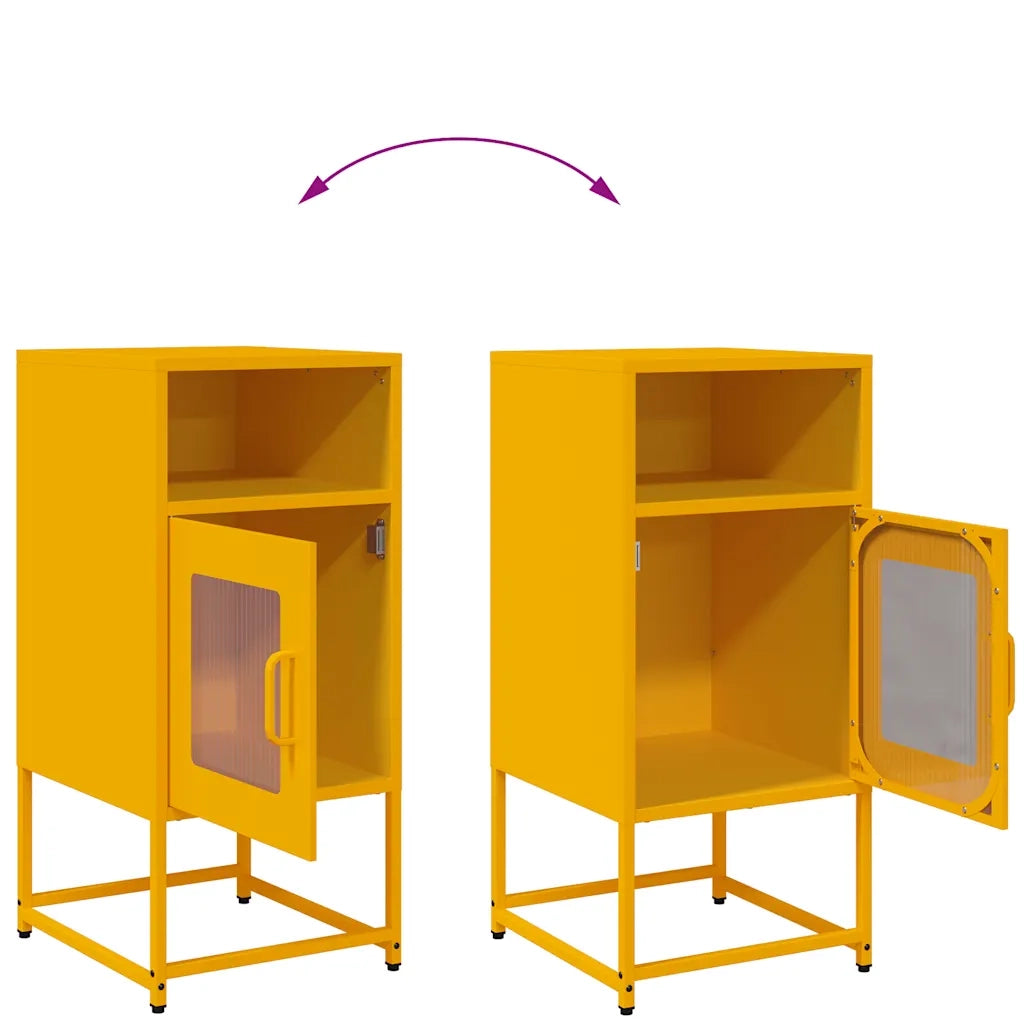 Comodino Giallo Senape 36x39x78 cm in Acciaio Laminato a Freddo