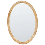 Specchio ovale da parete in rattan naturale 70x50 cm fatto a mano