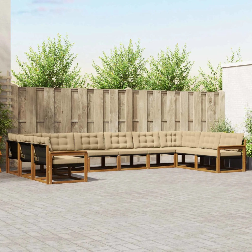 Set di divani da esterno con cuscino 10 pcs Naturale e Beige 3369884
