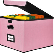 Cassa di archiviazione con coperchio, rosa, cassetti di stoffa pieghevoli, adatto per casa e ufficio, 38 x 32 x 27,5 cm, rosa, 1 pezzo