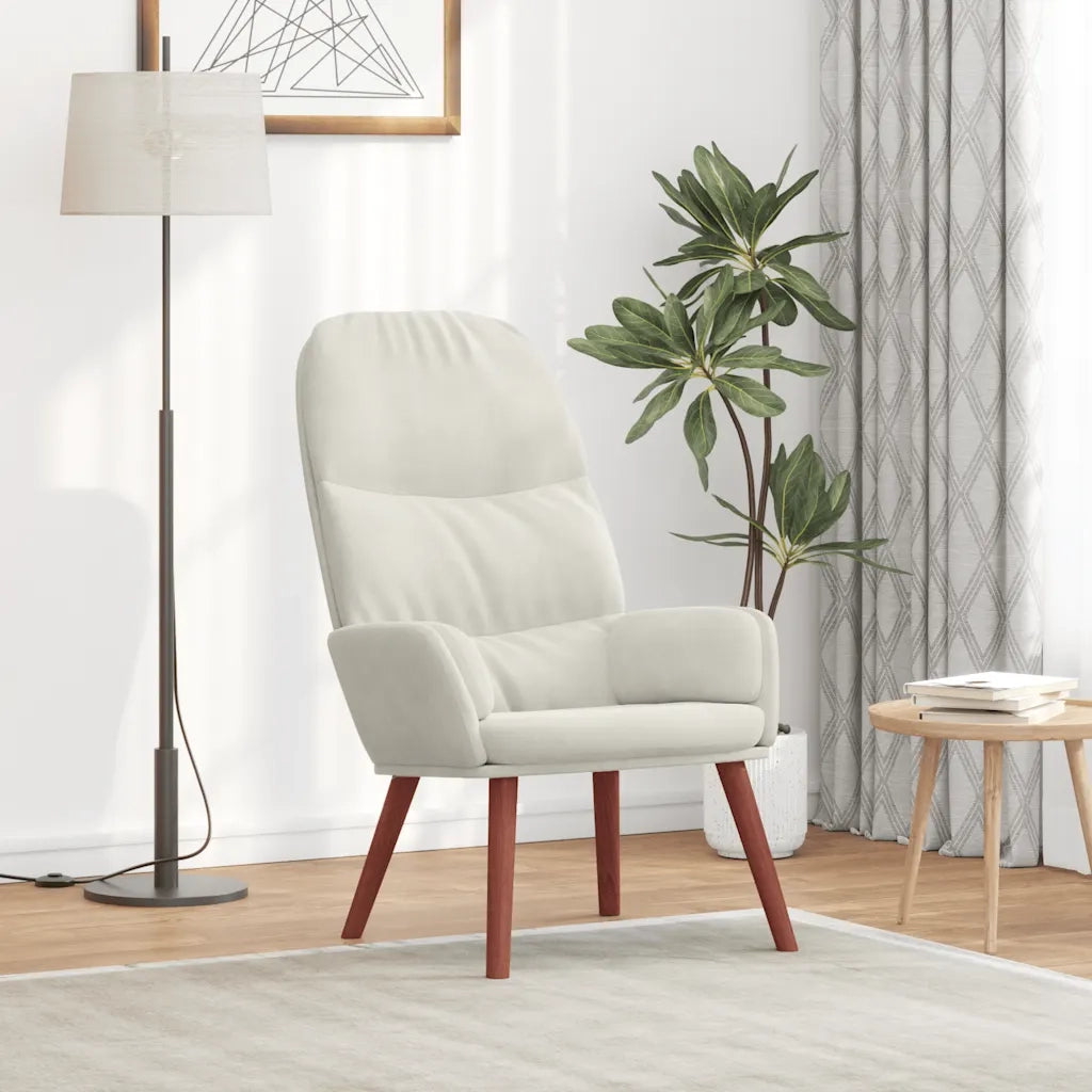 Poltrona | Sedia Relax Bianco Crema Velluto