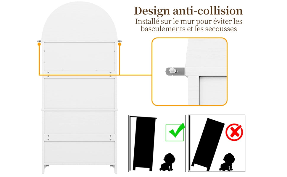Libreria ad Arco con Ante e Cassetti ¨C MINIMAL ¨C Bianca, Legno, Soggiorno