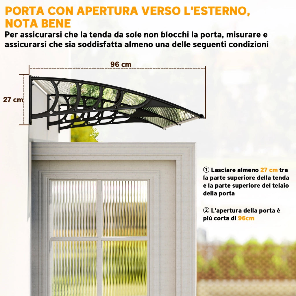 Tettoia in Policarbonato e Alluminio ¨C zephmum ¨C Grigio 200x96x27 cm
