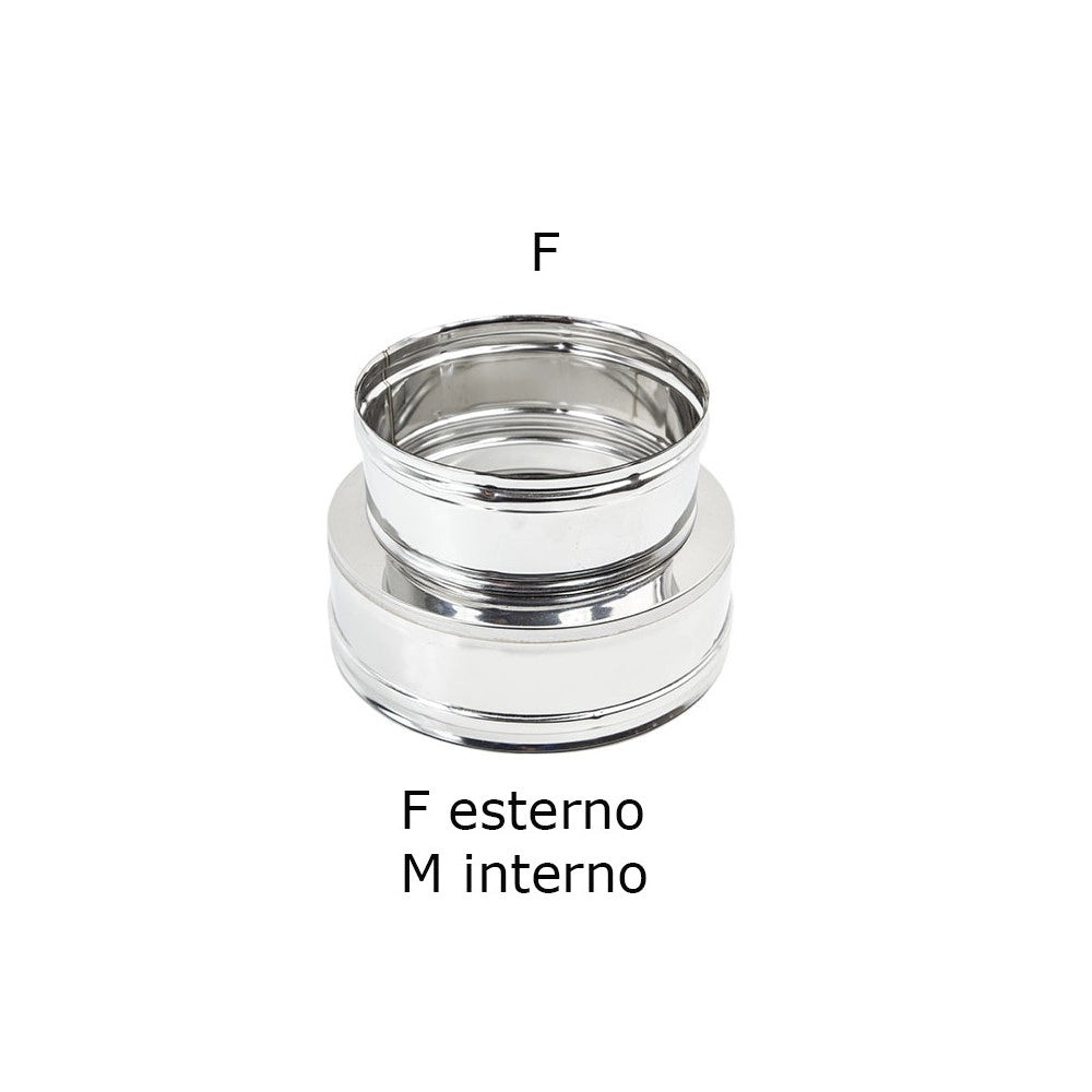 Raccordo inox mono parete f 100mm a doppia parete mf di 100 - de 150 mm