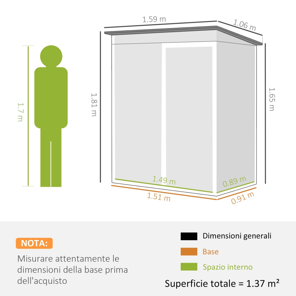 Casetta da Giardino in Metallo ¨C zephmum ¨C Grigio Scuro 159x106x181 cm
