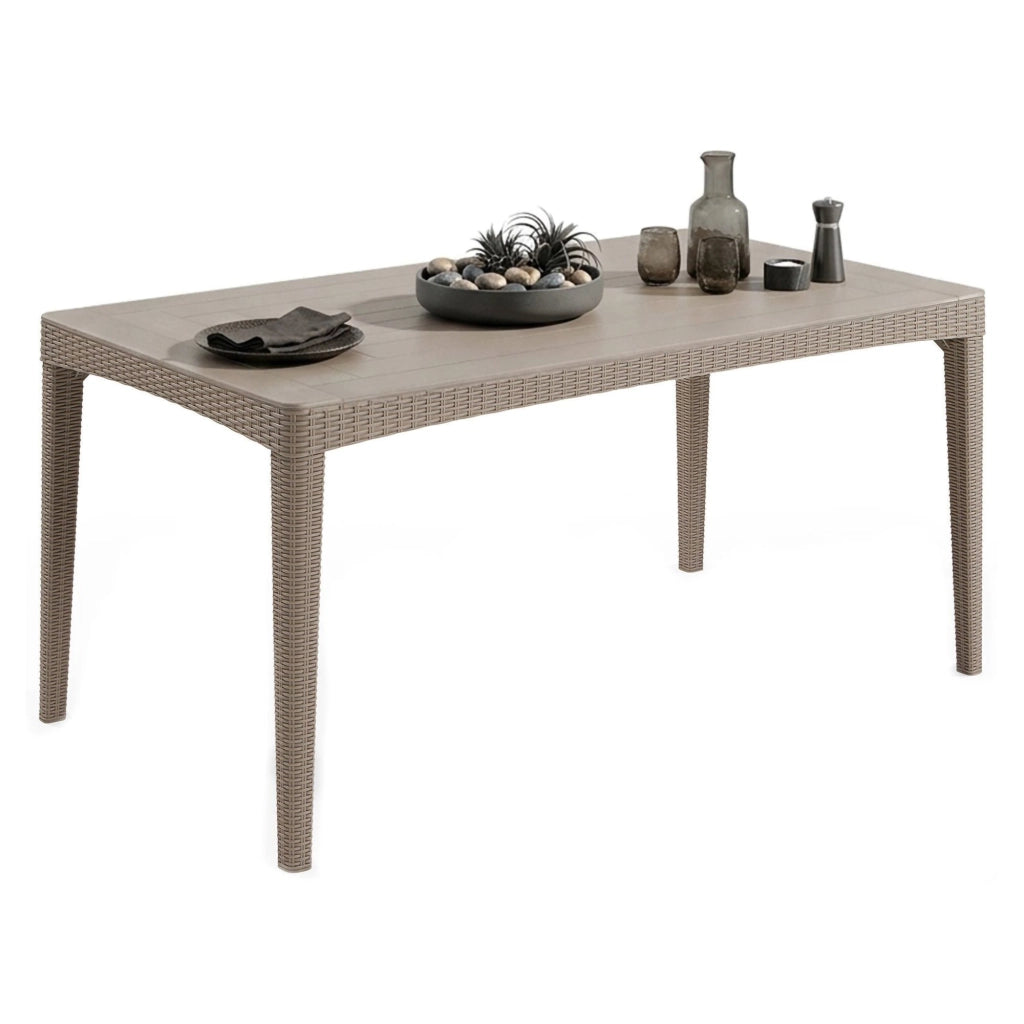 Tavolo da esterno Salmon, Base per picnic, Piano da pranzo da giardino, Banco outdoor multiuso, 160x90 h74 cm, Tortora
