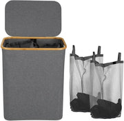 Asciugatrice a rullo con coperchio in bambù naturale, 145L, colore grigio
