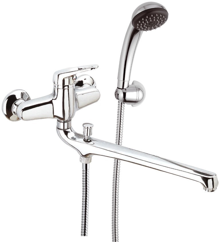 Rubinetto lavabo/vascacon bocca fusa lunga e kit doccia - serie remix